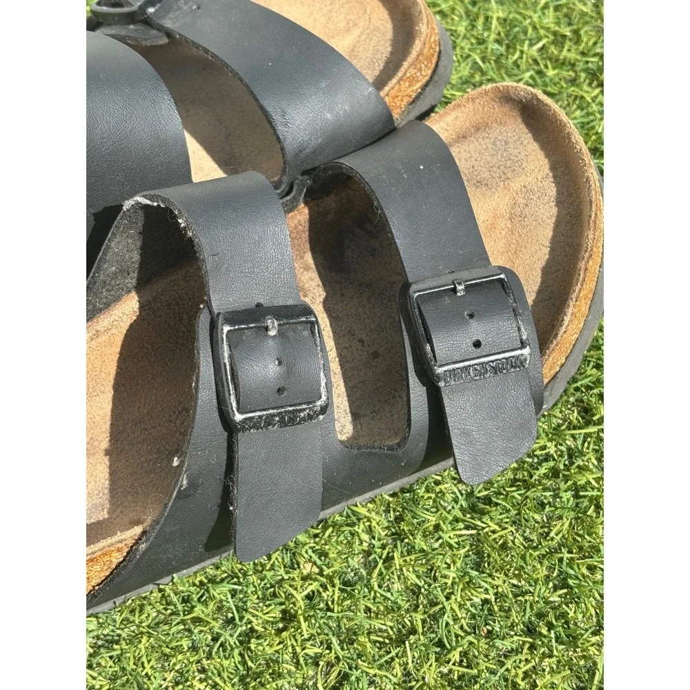 Birkenstock Arizona Black Birko-Flor Two Strap Slide Sandals Womens 7.5
